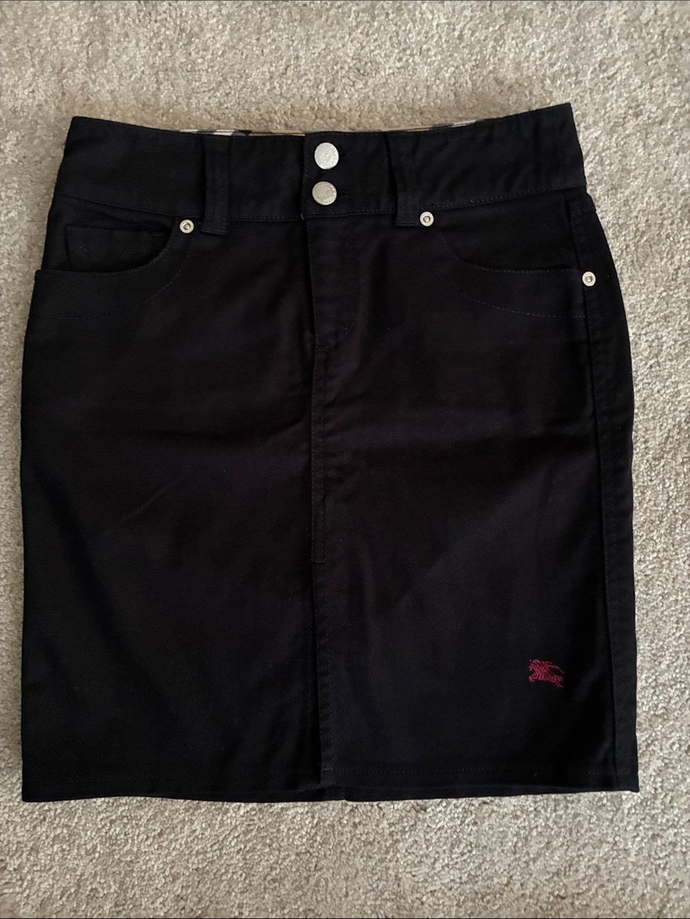 Burberry Blue Label Black Pencil Skirt with Contrast Logo